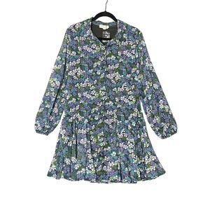 NWT Molly Bracken Sheer Flowy Purple Floral Long Sleeve Dress Size Small Preppy